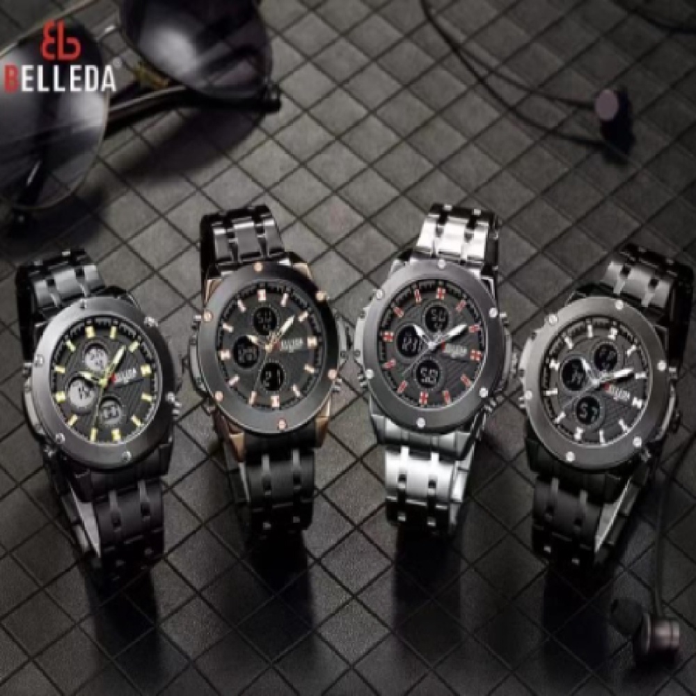 JAM TANGAN PRIA BELLEDA 9021 RANTAI ORIGINAL PRIA ANALOG DAN DIGITAL