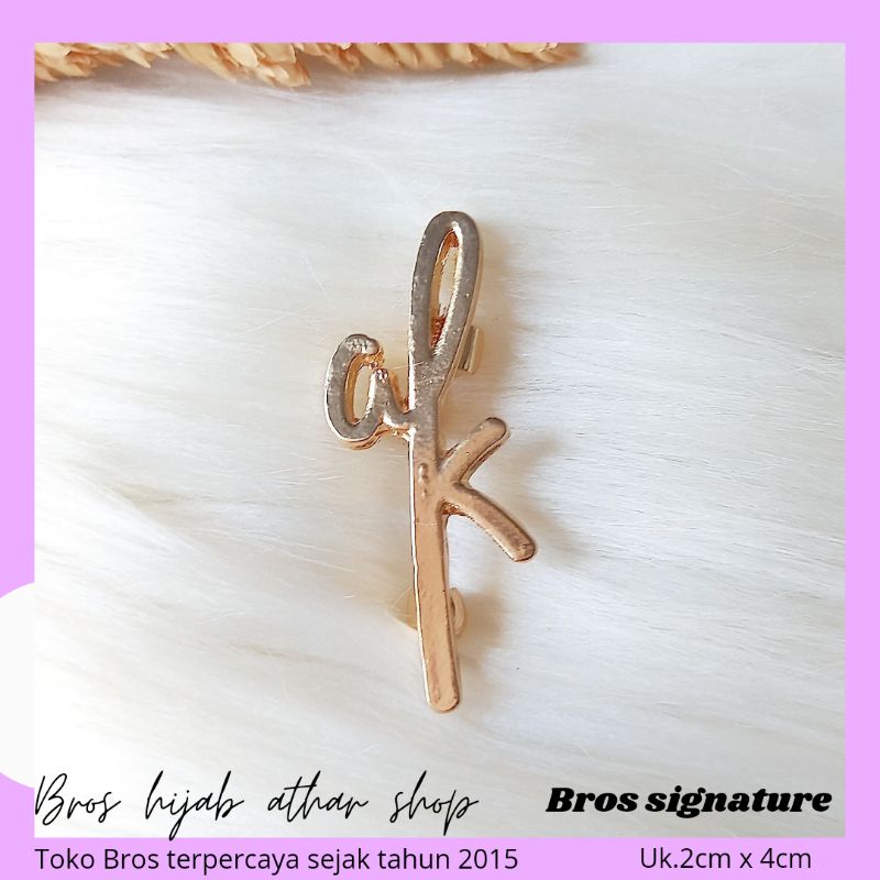 Bros B/bross signature branded /brooch button/Bros hijab buttonscarves Athar shop scarves murah-Wk 002 gold