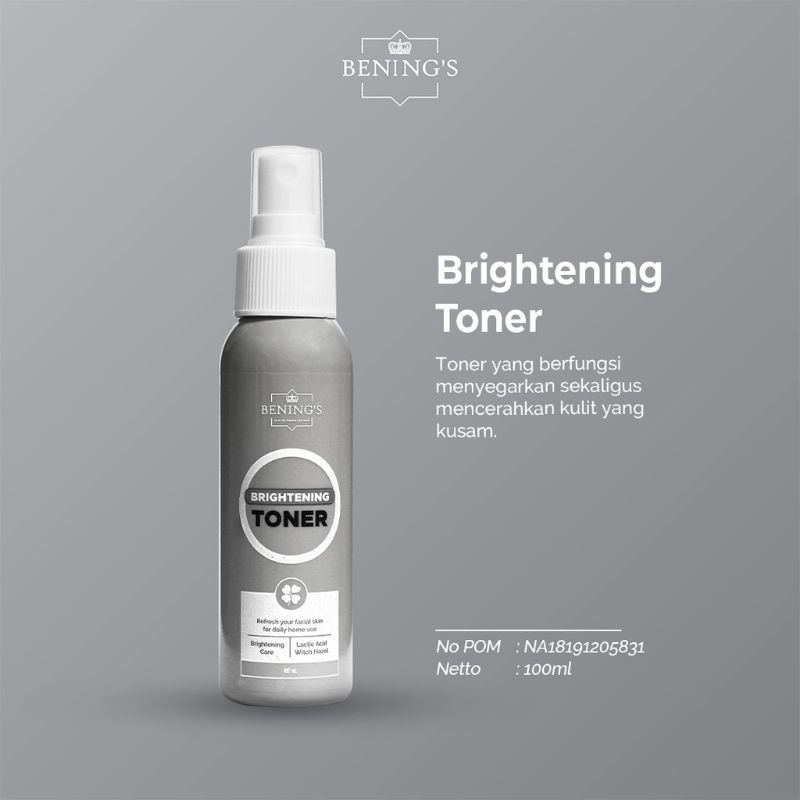BENING'S SKINCARE PAKET EXLUSIVE/PAKET BRIGHTENING/PAKET ACNE ORIGINAL BY DR. OKY PRATAMA-TONER BRIGHTENING