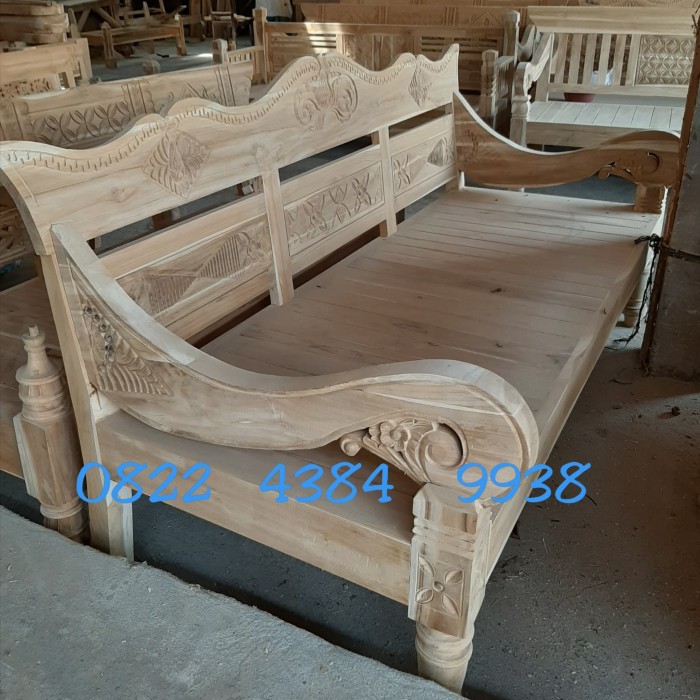 Kursi Bangku Jawa Teras Ukir Jati Jepara Bale Bale Risban Daybed Amben