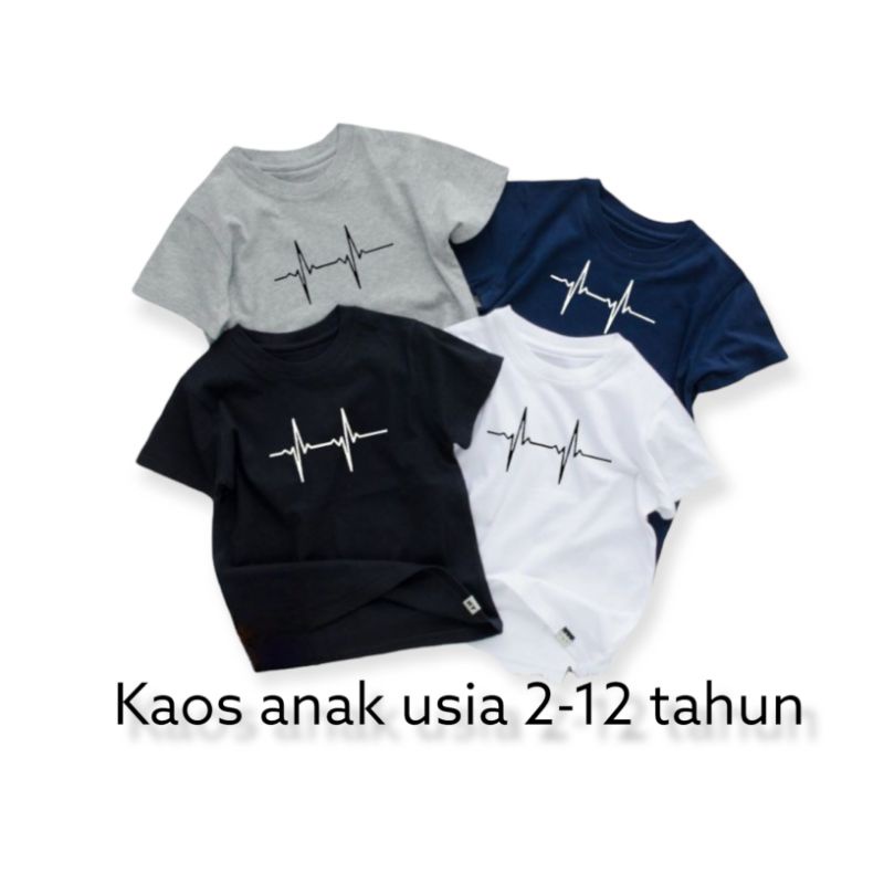 kaos anak anak 2-12 tahun detak jantung/kaos distro anak anak cewek cowo