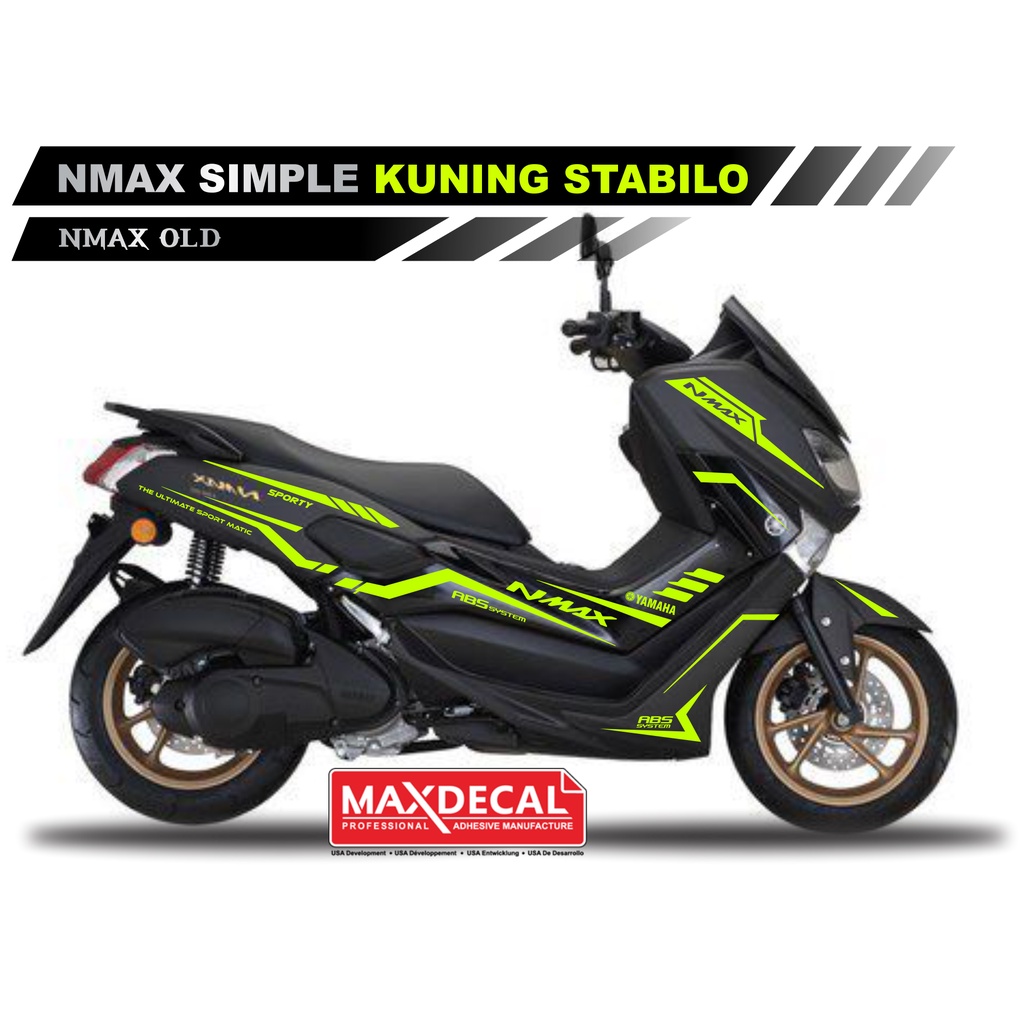 Jual Sticker Nmax Hitam Cutting Stiker simple warna kuning Stabilo
