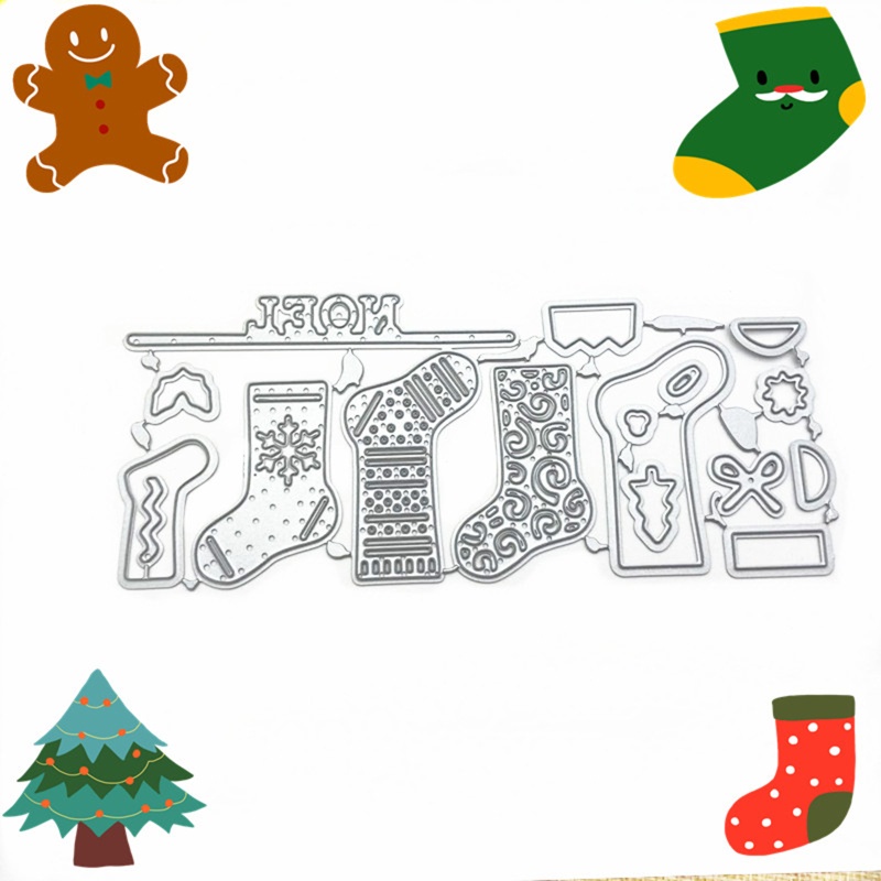 Cetakan Stensil Cutting Dies Motif Kaos Kaki Natal Bahan Metal Untuk Scrapbook / Craft DIY / Dekor