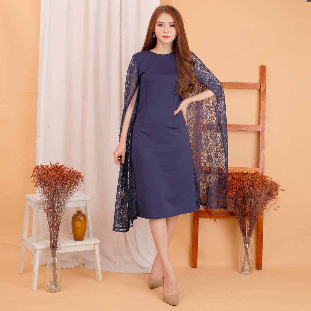 Kathryn collection #142 , DRES ROK SPAN SCUBA IMPORT PREMIUM KOMBINASI BRUKAT GLITER