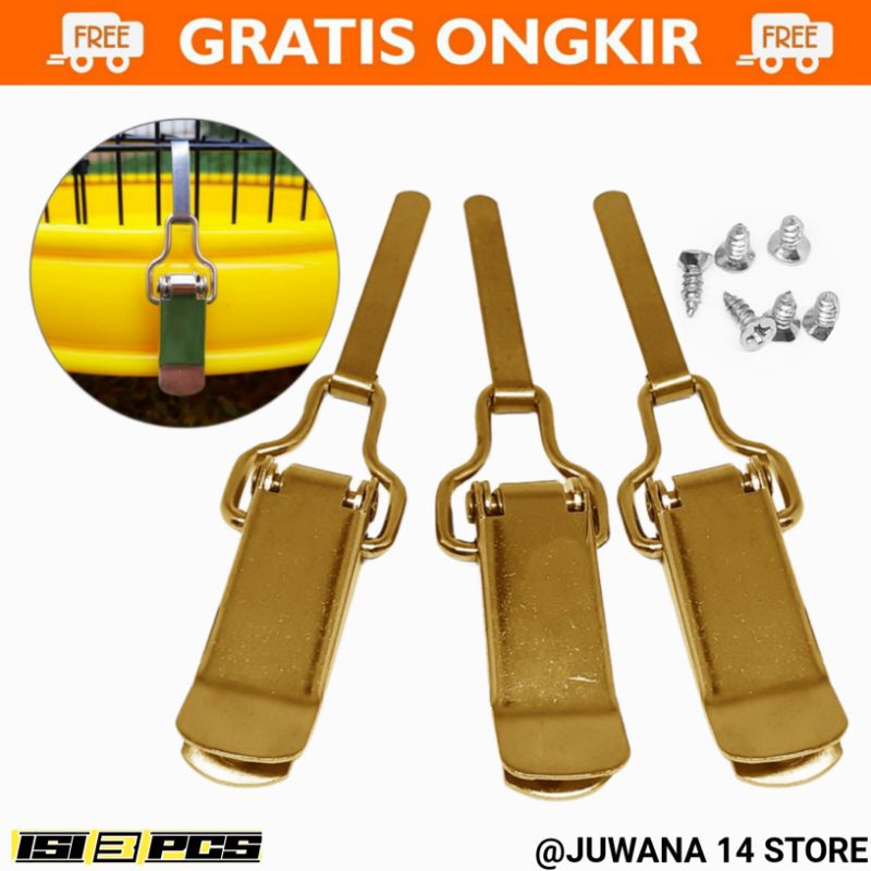 Klem Koper Sangkar Murai 1 Set Isi 3 Plus Baut - Klem koper Sangkar Lovebird