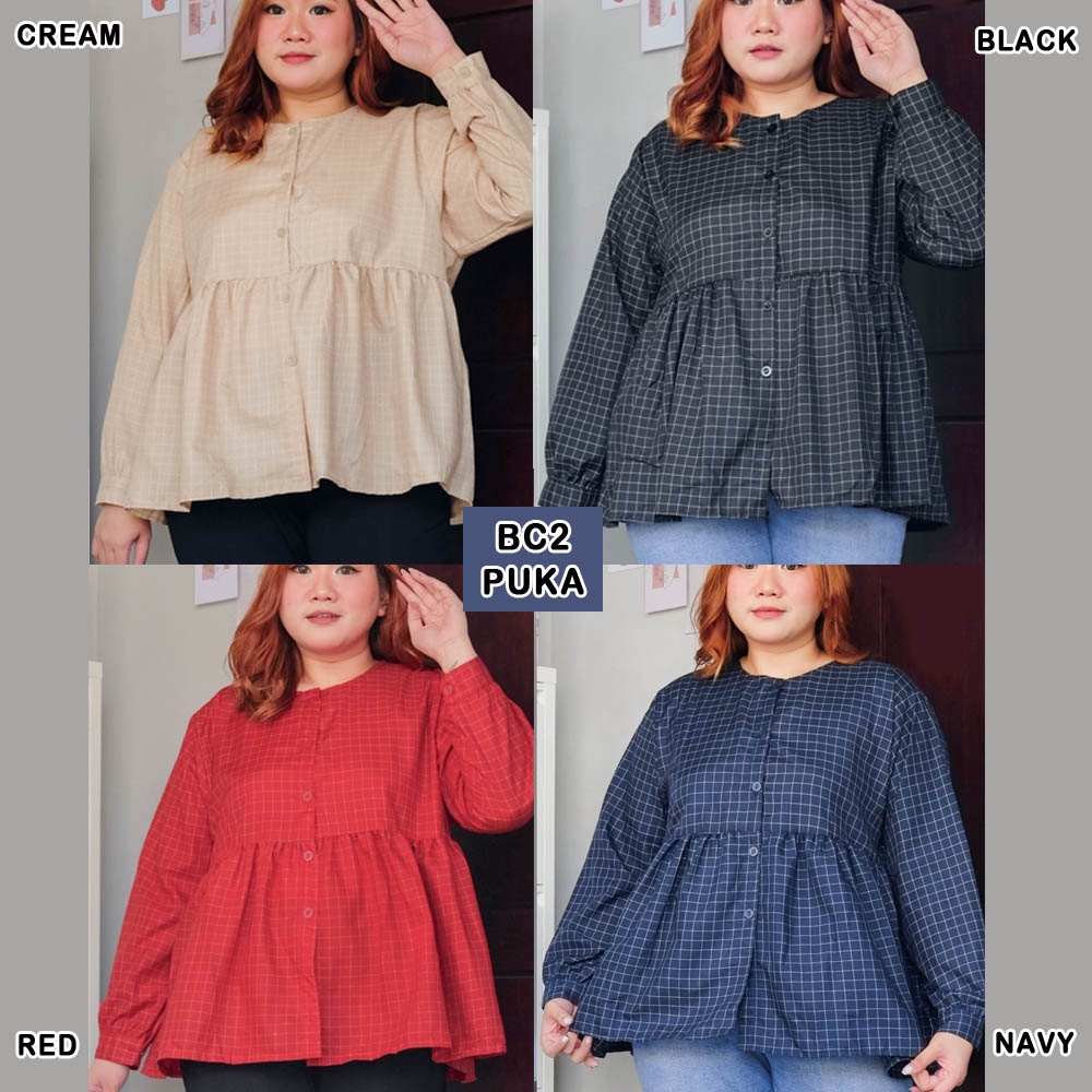 BIGCLO - (COD) LD 120cm Blouse Jumbo Wanita BC2 Atasan Lengan Panjang Big Size Oversize Fashion