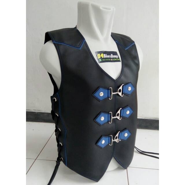 Rompi koboy bikers lis biru