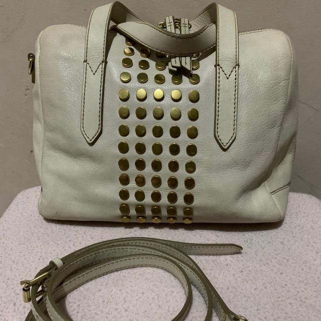 PRELOVED FOSSIL ( ORI ) Sydney Satchel Stude white