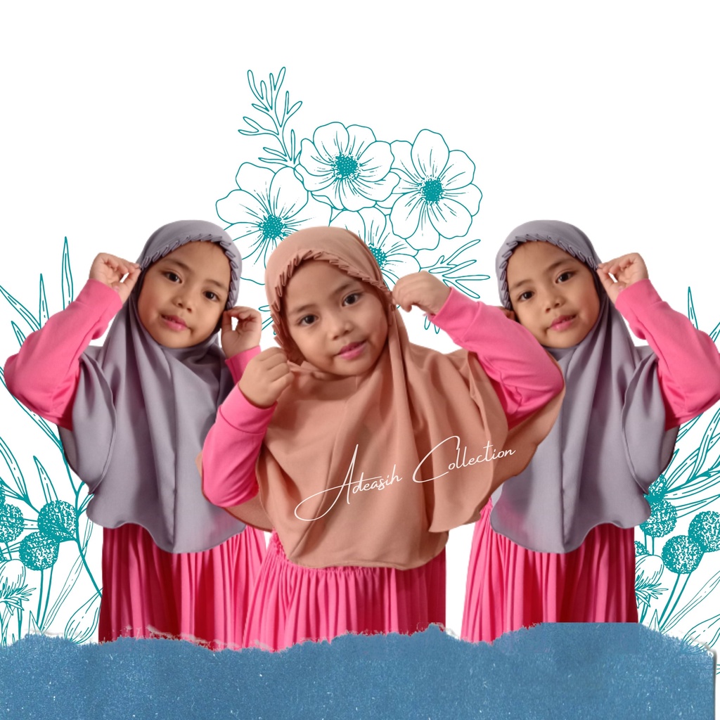 Bergo Lipit KCB Anak | 4-15 tahun BERGO ANAK | Hijab Bergo Lipit Anak | Jilbab Bergo Lipit Anak | Gr