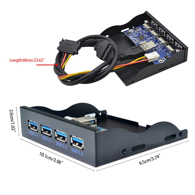 Btsg Desktop 3.5 &quot;USB 3.0 19 Pin Hub Drive Bay Front Panel Untuk Komputer PC Hitam Pengisian Cepat 4-port Adaptor Metal