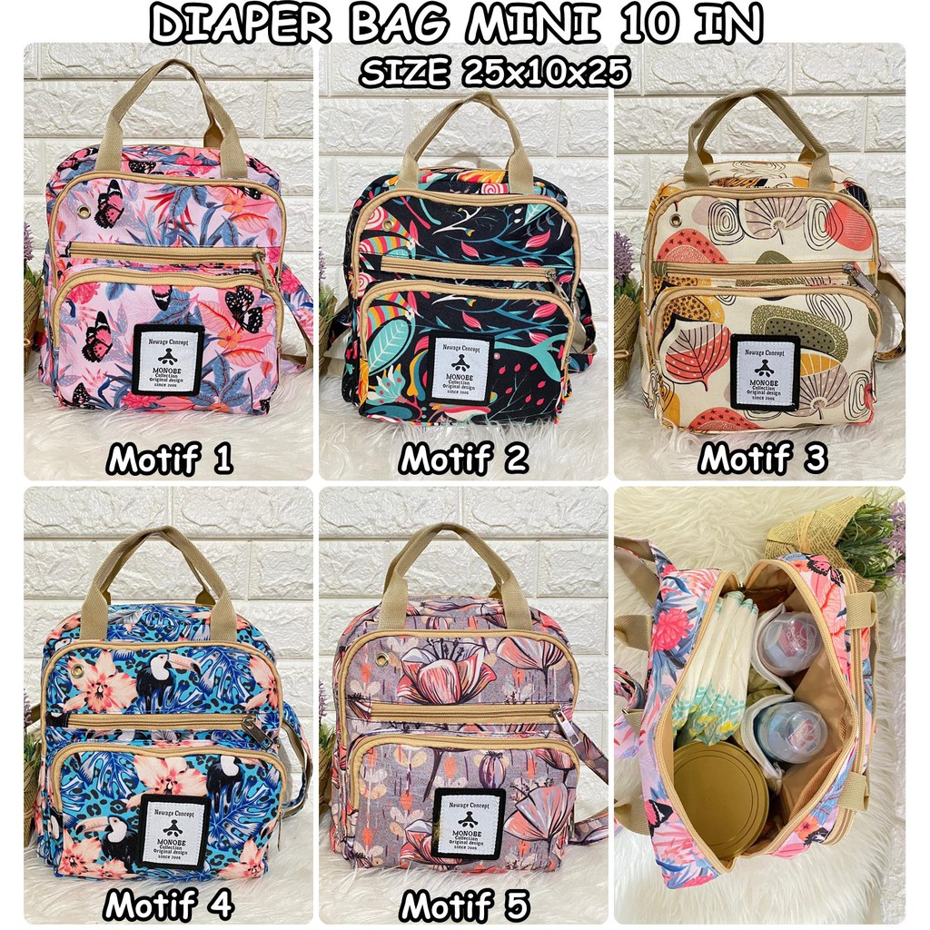 Tas Perlengkapan Bayi MONOBE Diaper Bag Motif Ukuran Sedang