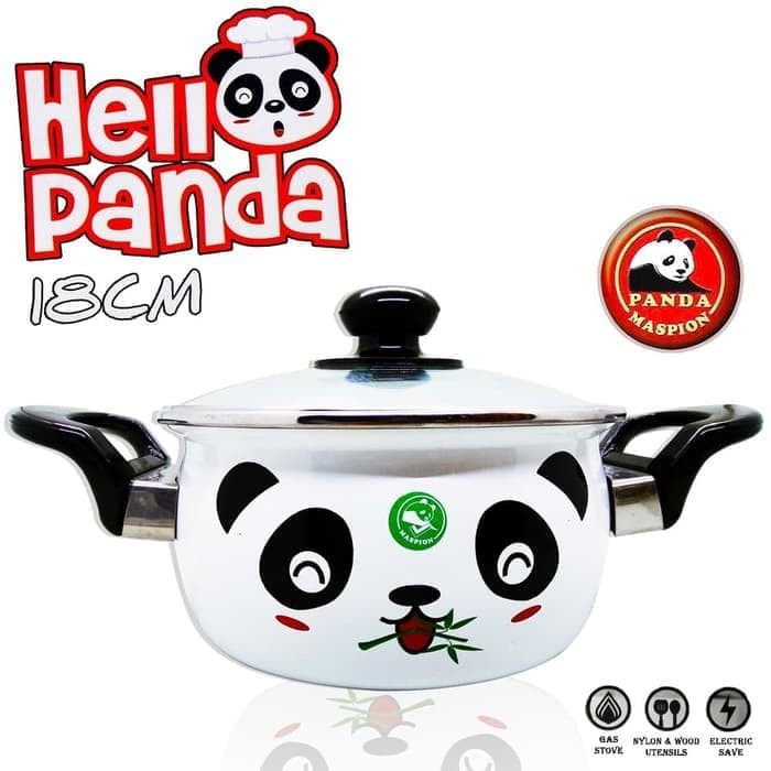 Panci Anti Lengket Premium (Neocook Frying Pan) Ecer QR830  Enamel Maspion Hello Panda 18 Cm / Serba