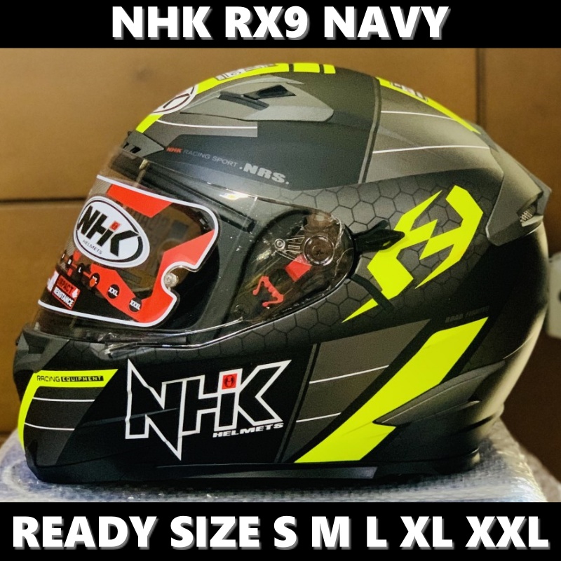 Helm NHK RX9 Navy Black Yellow Doff Double Visor Full Face - Helem Motor SNI DOT Touring Dewasa Pria