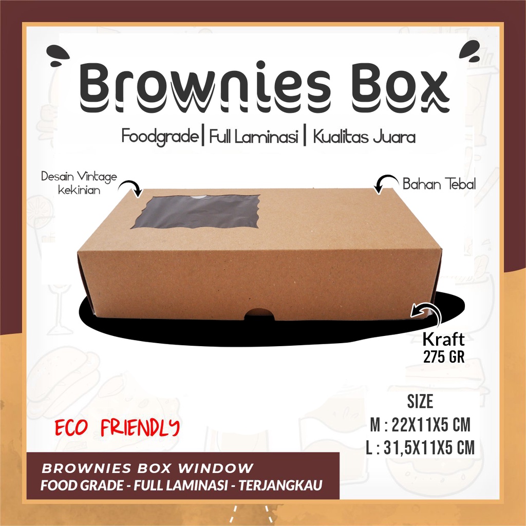 

( PER 1 PCS ) Box Brownies Window Craft Laminasi Dalam