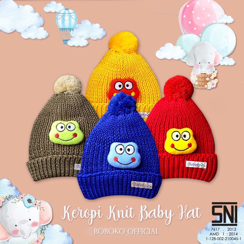 TOPI KUPLUK BAYI BOBOKO MOTIF DORAEMON/KEROPI KATAK TOPI RAJUT BAYI LAKI PEREMPUAN NEWBORN0-12Bulan