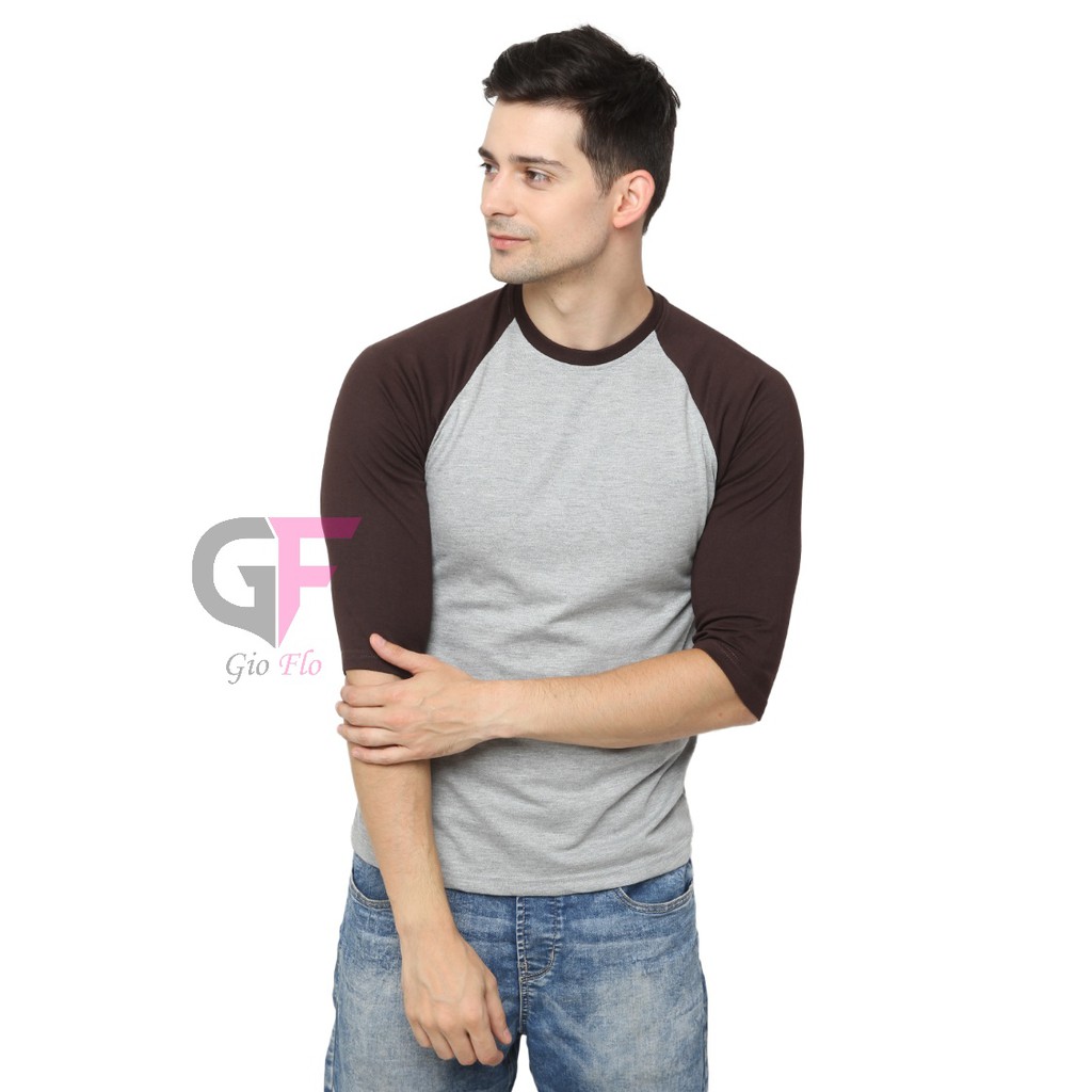 GIOFLO Kaos Basic Pria Tshirt Raglan Pendek Misty Coklat / POL 45