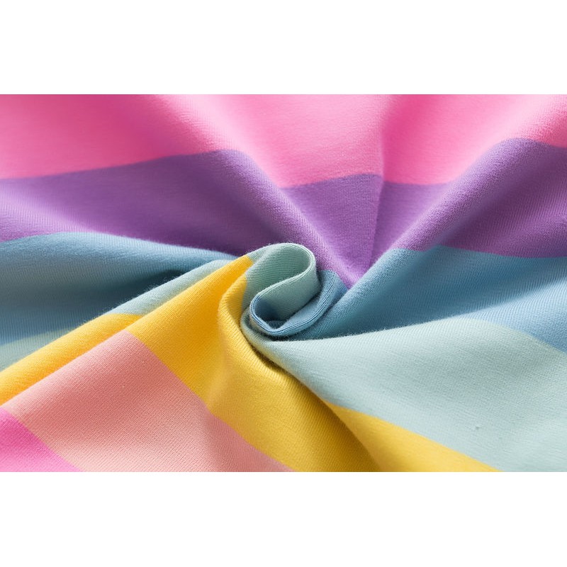 KF Cat Setelan anak perempuan jumpsuit+kaos garis garis lengan pendek sayap malaikat set anak cewek import-7