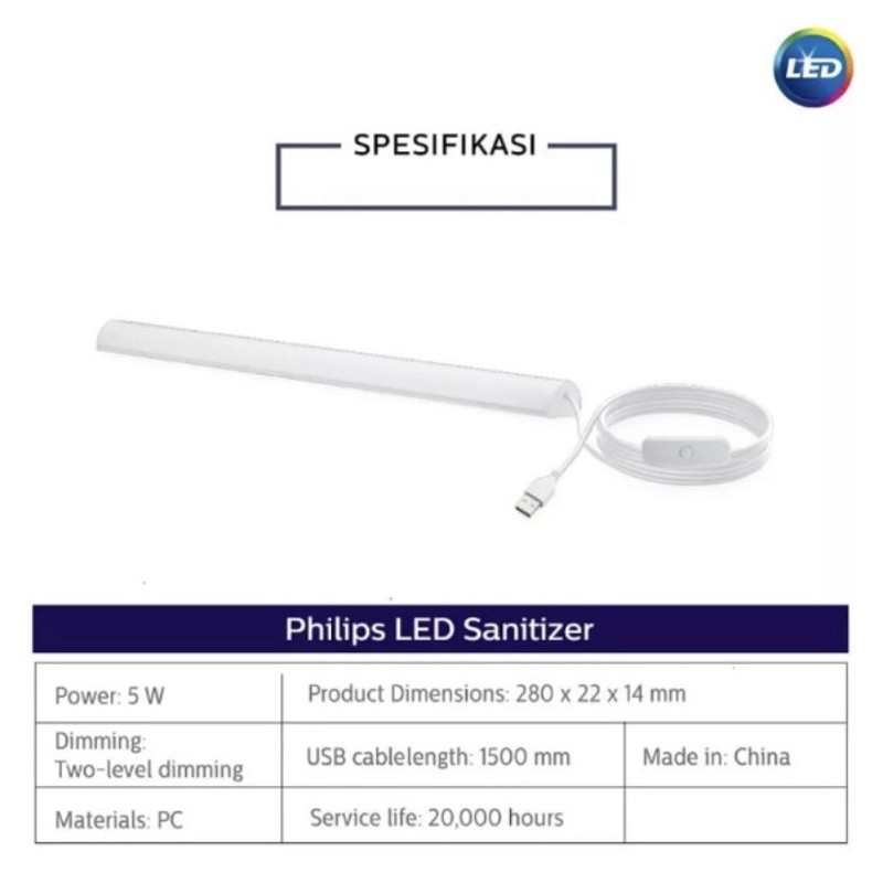 Philips Lampu LED Sanitization USB Luminaire / Lampu Sanitization USB