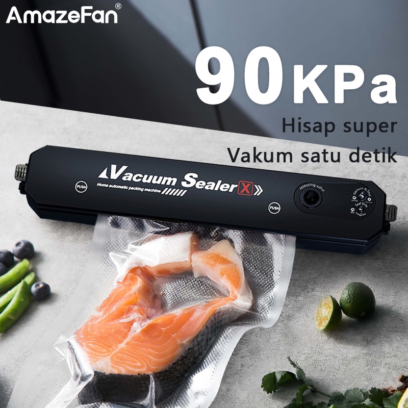 Amazefan  90KPa Hisap Besar Vacum Sealer Makanan Food Vacuum Mesin Vacuum Sealer Mesin Vacuum Bag Travel Vacuum And Vakum Bag Plastik Saver Food Vacum Plastic Sealer Mesin Pengemas Vakum VacuUm Vacum Sealer Makanan Basah Dan Kering Snack Vacum Sealer