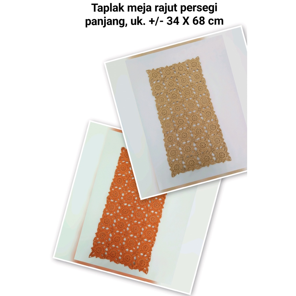 Taplak meja/Taplak meja rajut/Taplak meja rajut handmade persegi/persegi panjang/segi empat +/- 34 X