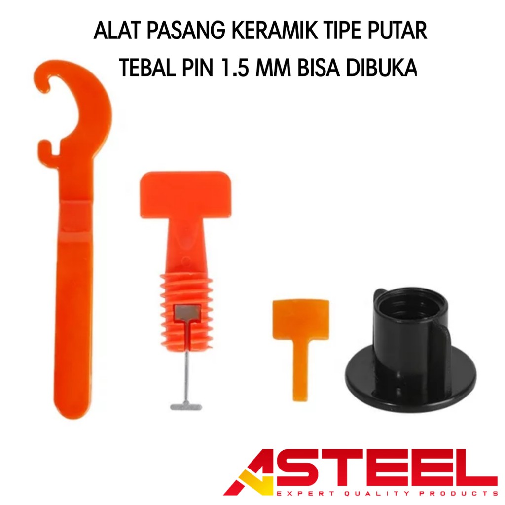 ASTEEL Alat perata pasang keramik tipe putar pin bisa dibuka dipakai ulang berkualitas lebih hemat