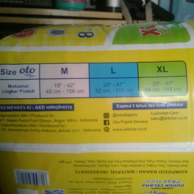 popok dewasa celana oto xl 8/ pampers