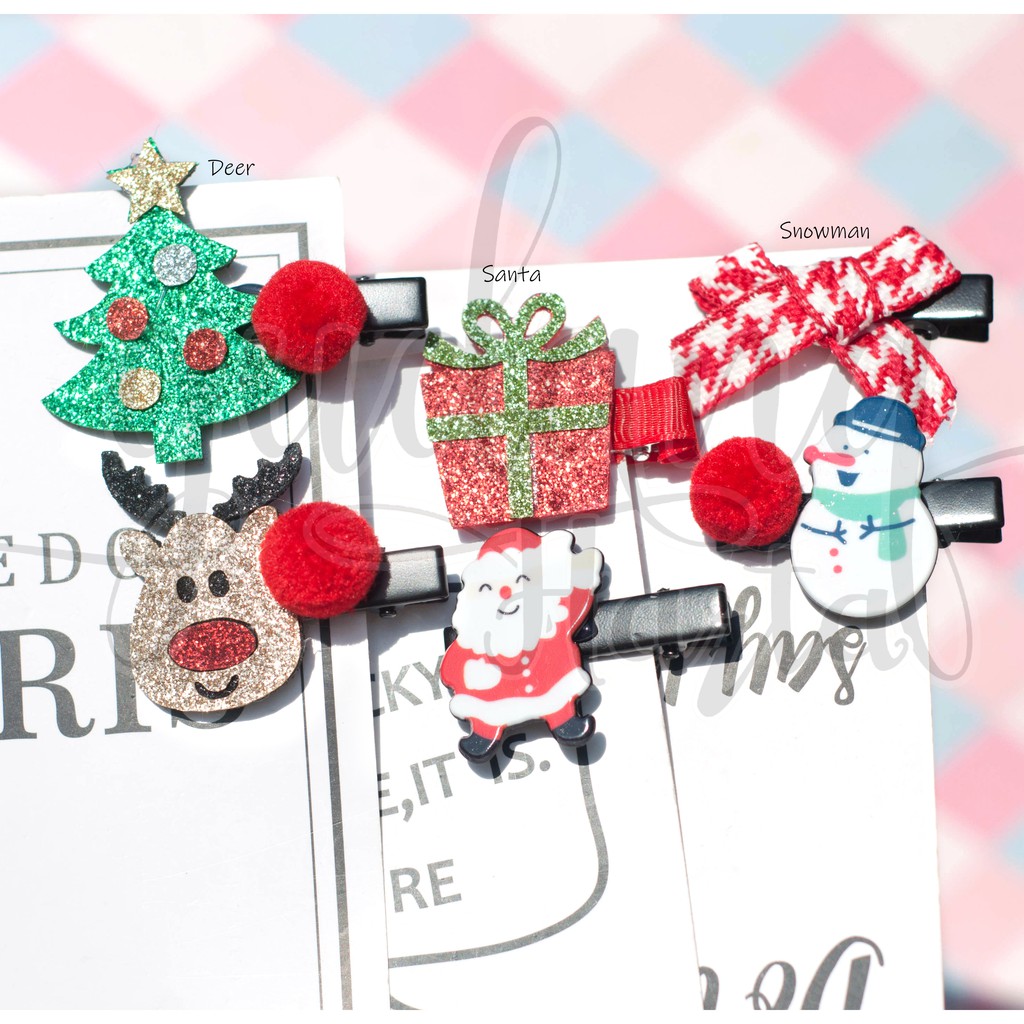 Jepit Rambut Natal Set Santaclause Snowman Deer Jepit Lucu Murah Unik hairclip GH 201210