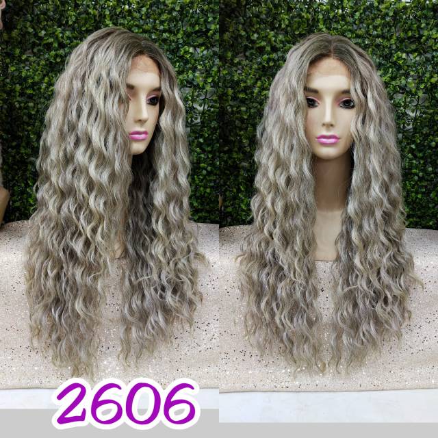 Lace wig ombre 2606/rambut palsu keritiing ombre/wig abu abu.rambut warna