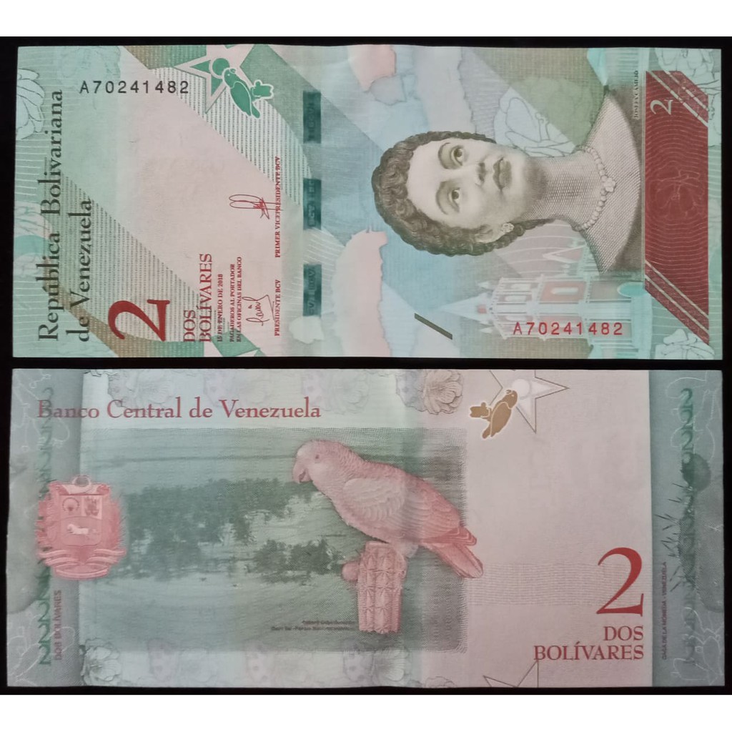 Uang Kuno Venezuela 2 Bolivares UNC