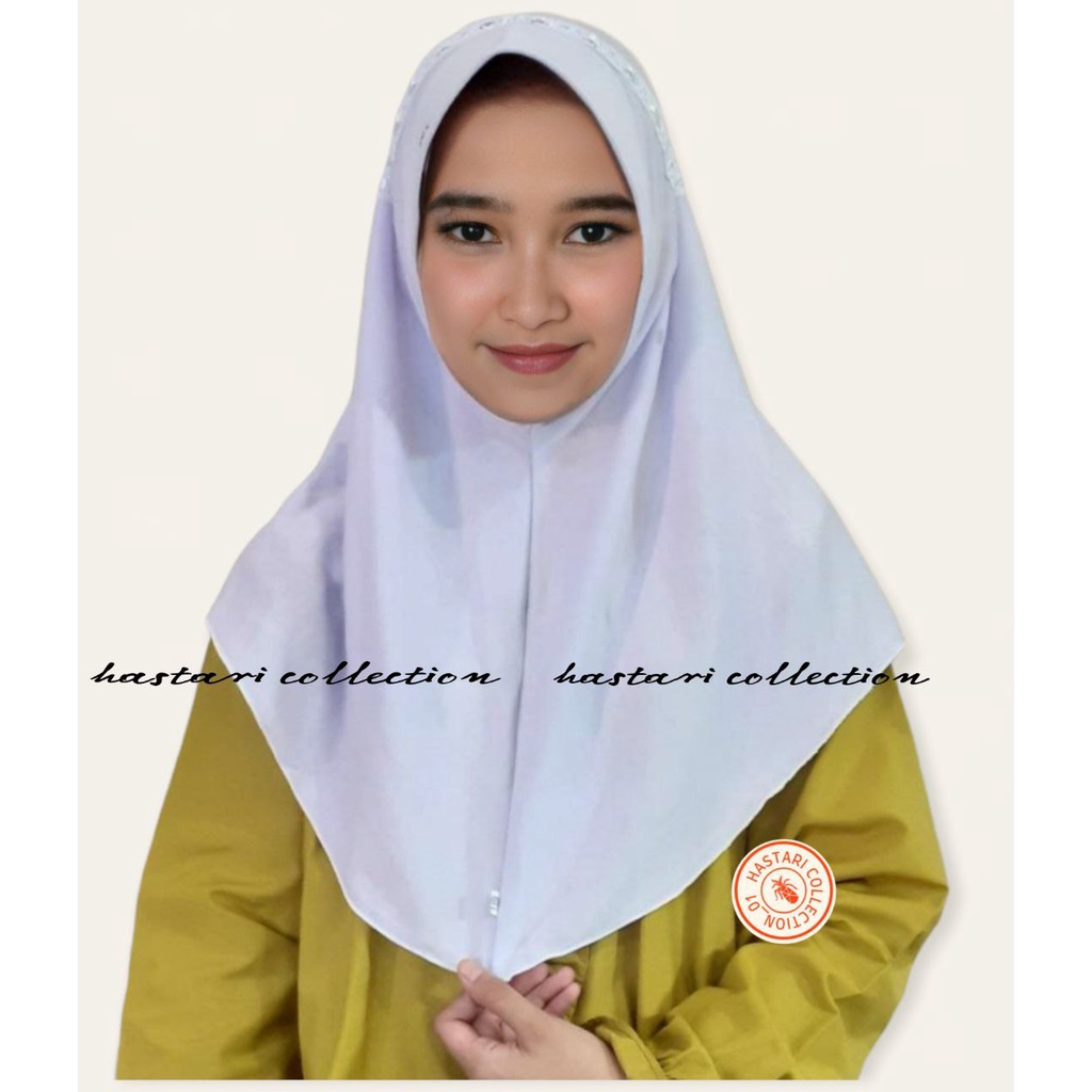 HASTARI JILBAB SEKOLAH KAOS KERUDUNG SERUT RENDA  SIZE M, L,