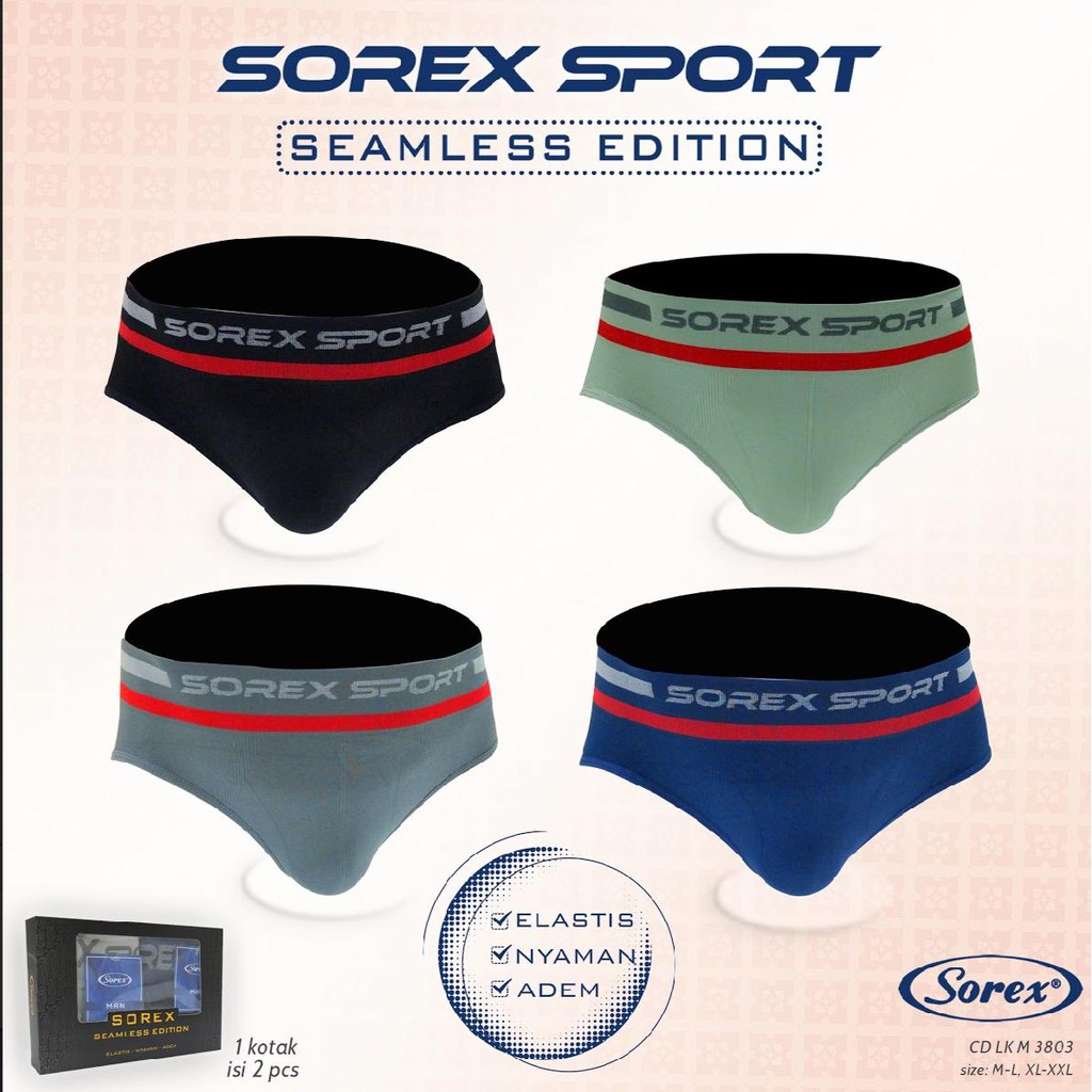 CELANA DALAM PRIA SOREX MAN M 3801 / M 3803 CD PRIA LAKI SEAMLESS SPORT SEGITIGA