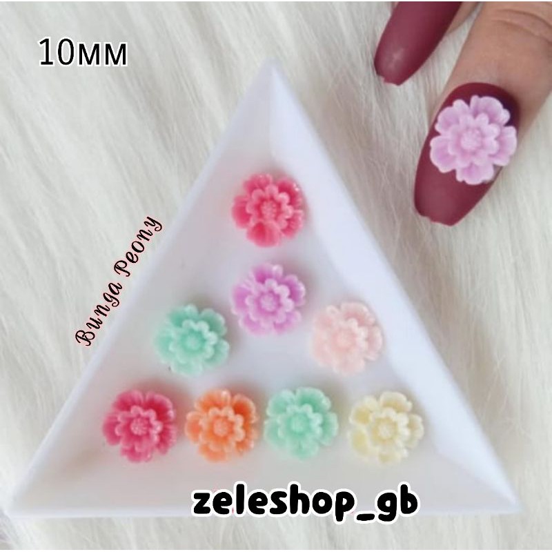 RESIN BUNGA PEONY / NAIL ART / HIASAN KUKU / TASBIH DIGITAL