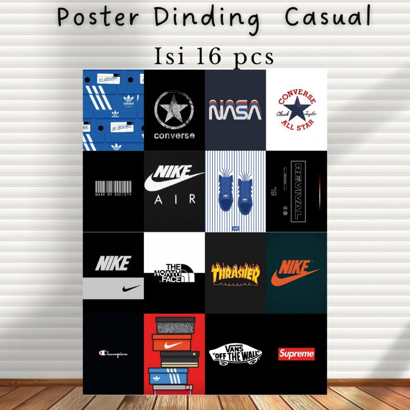 16 poster kamar aesthetic murah cowo  / poster dinding motif casual / perlengkapan kamar  cowo / dek