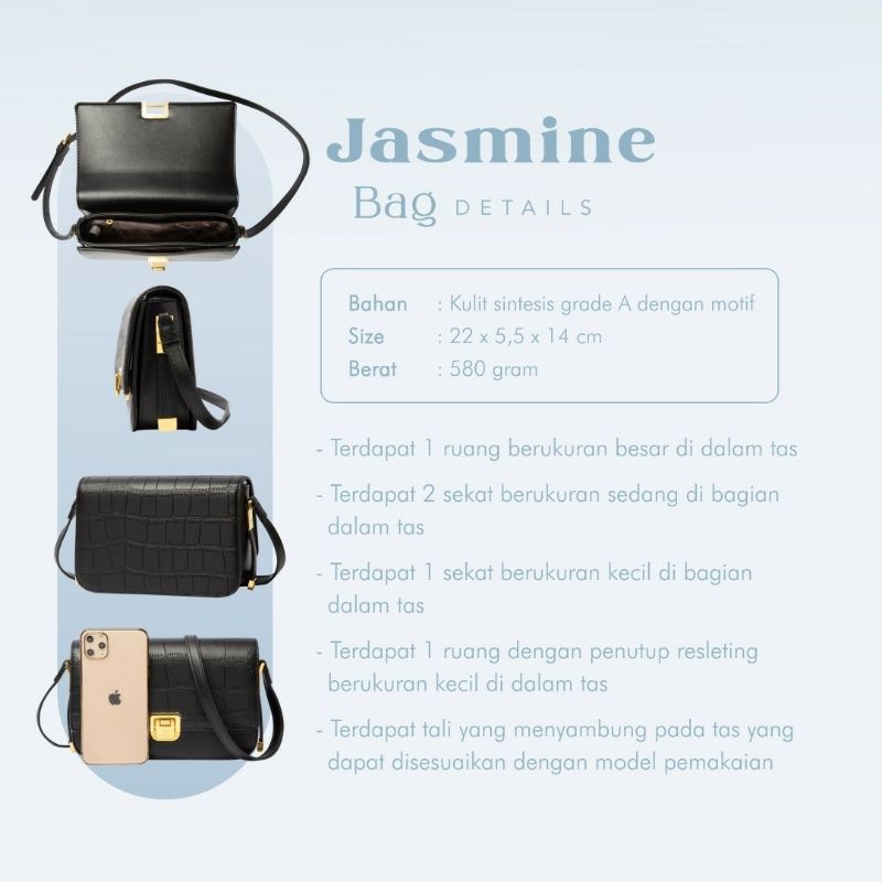 Jasmine Bag Jims Honey Original Tas Selempang Wanita Realpic Cod Motif Croco Mate