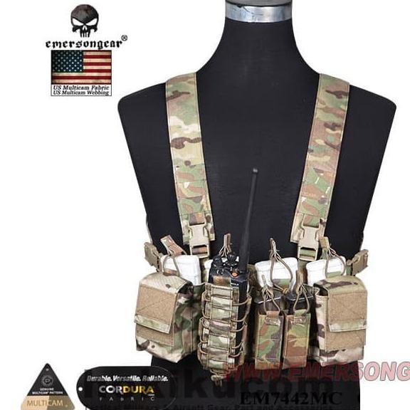 Rompi Airsoft Tactical Vest Emerson D3CR Tactics Chest Rig MULTICAM