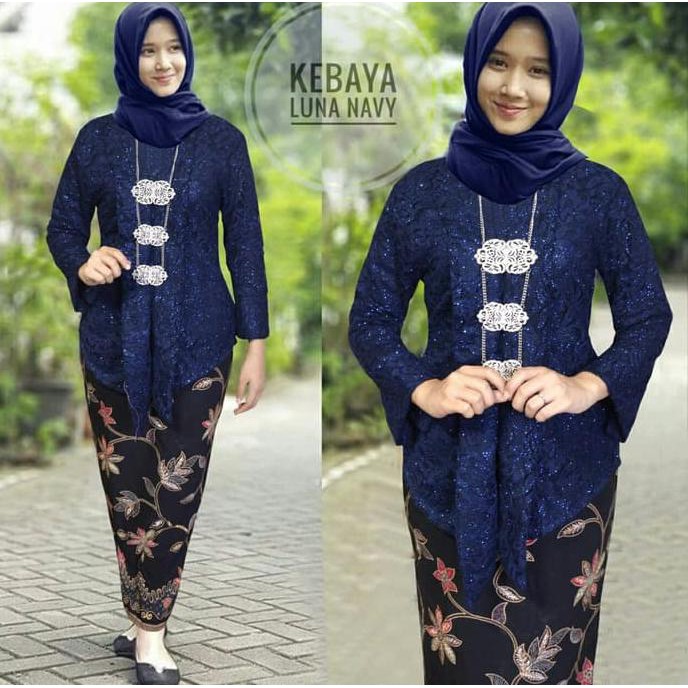 Kebaya Luna Navy Hijab 0111 RJE Baju Gamis Wanita