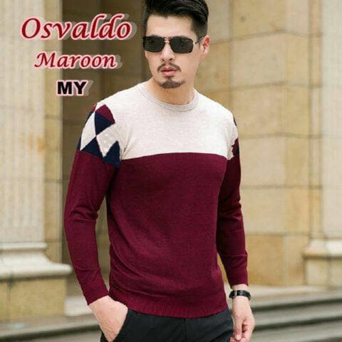Sweater Pria sweater rajut pria osvaldo marun - Original