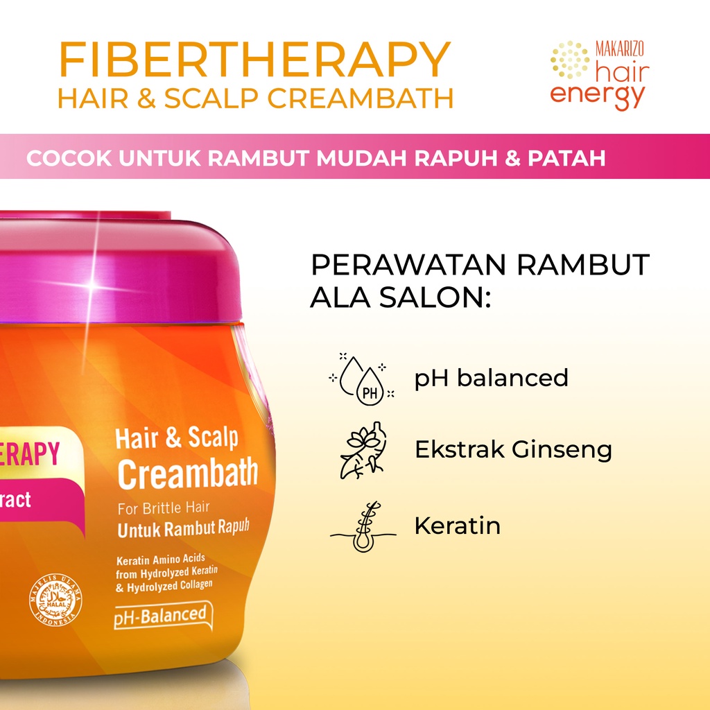Makarizo Hair Energy Fibertheraphy Creambath Ginseng Extract 500 mL / Hair Spa / Hair Mask-4