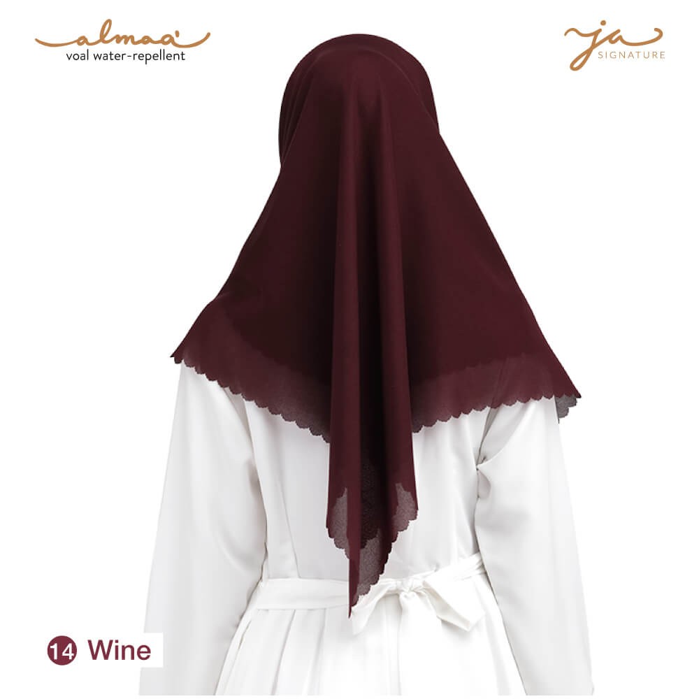 Jilbab Afra Almaa' Warna Wine - Hijab Voal Polos Segi Empat - Water Repellent