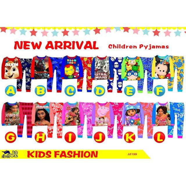 SALE J2 PAJAMAS ANAK / BAJU TIDUR ANAK KIDS 2-7T