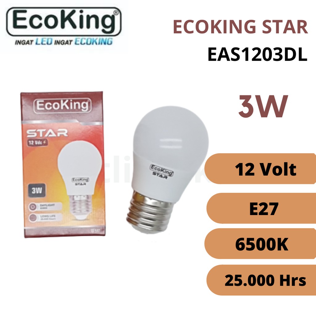 Lampu Bohlam LED DC 12V 3 Watt Ecoking Star / 3W / LED Bulb DC