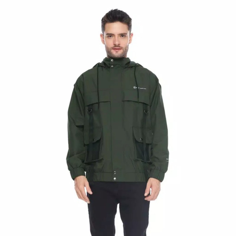 Jaket Outdoor Cougale Pria Original Merk Kent Warna Hijau Army C - 08