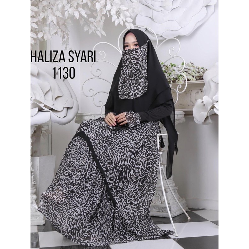 Haliza code 1130 abstrack hitam putih (dress only) original by haliza syari