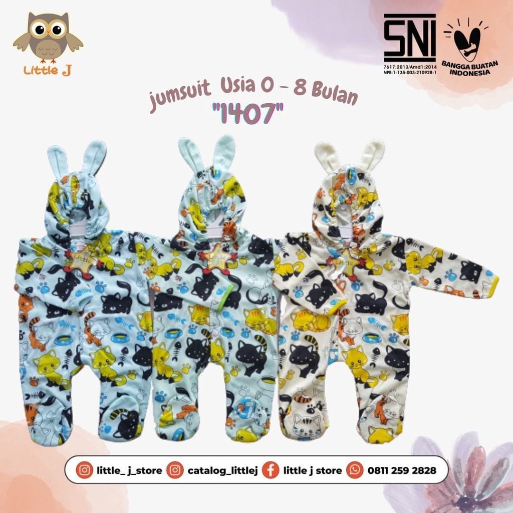 jumsuit tutup kaki LITTLE J motif KUCING kode 07