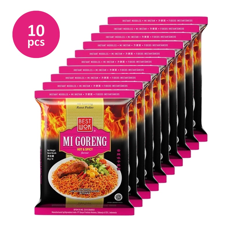 

10 PCS MIE BEST WOK GORENG HOT SPICY 80GR HALAL