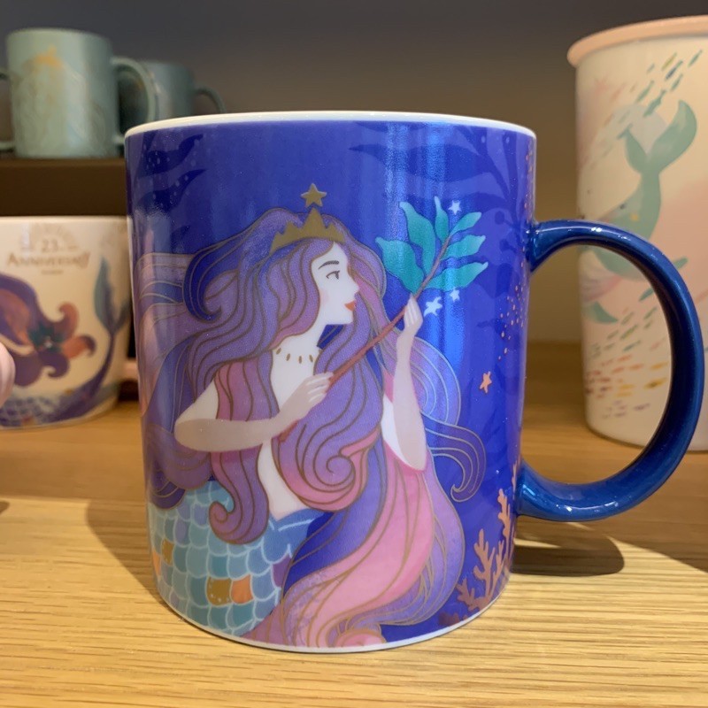 MUG STARBUCKS KERAMIK SIREN GODDESS ANNIVERSARY BLUE PURPLE TAIWAN