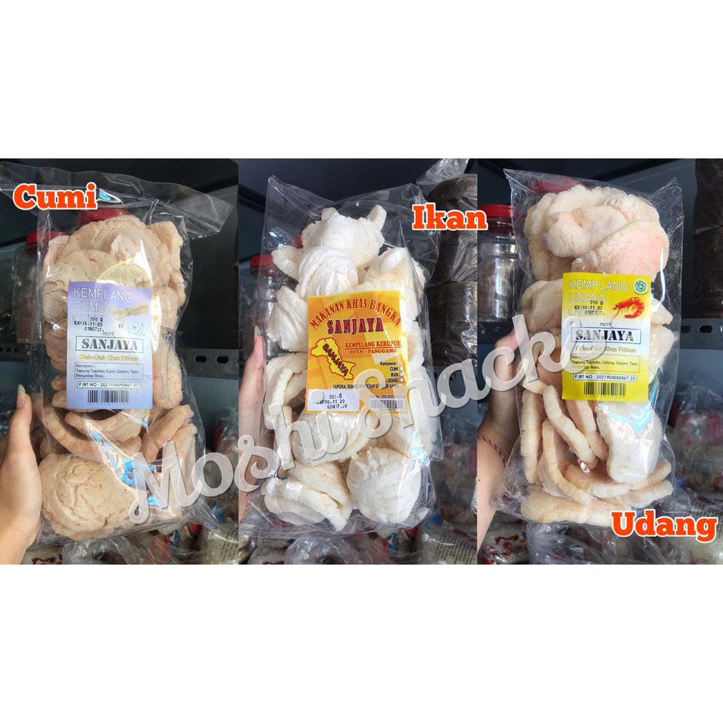 

Krupuk Kemplang Oven Sanjaya Ikan Cumi Udang 160gr Asli Bangka / Kerupuk Bangka Sehat Tanpa Minyak / Moshi Snacks