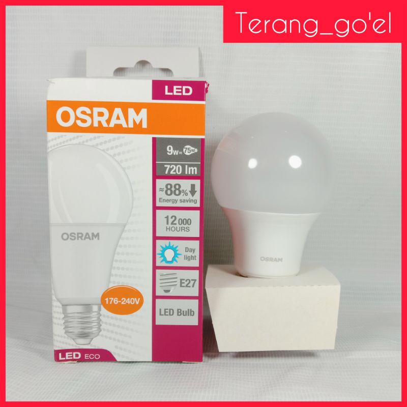 OSRAM Lampu bohlam LED ECO CLA 9 watt cahaya putih / LAMPU LED OSRAM 9 WATT