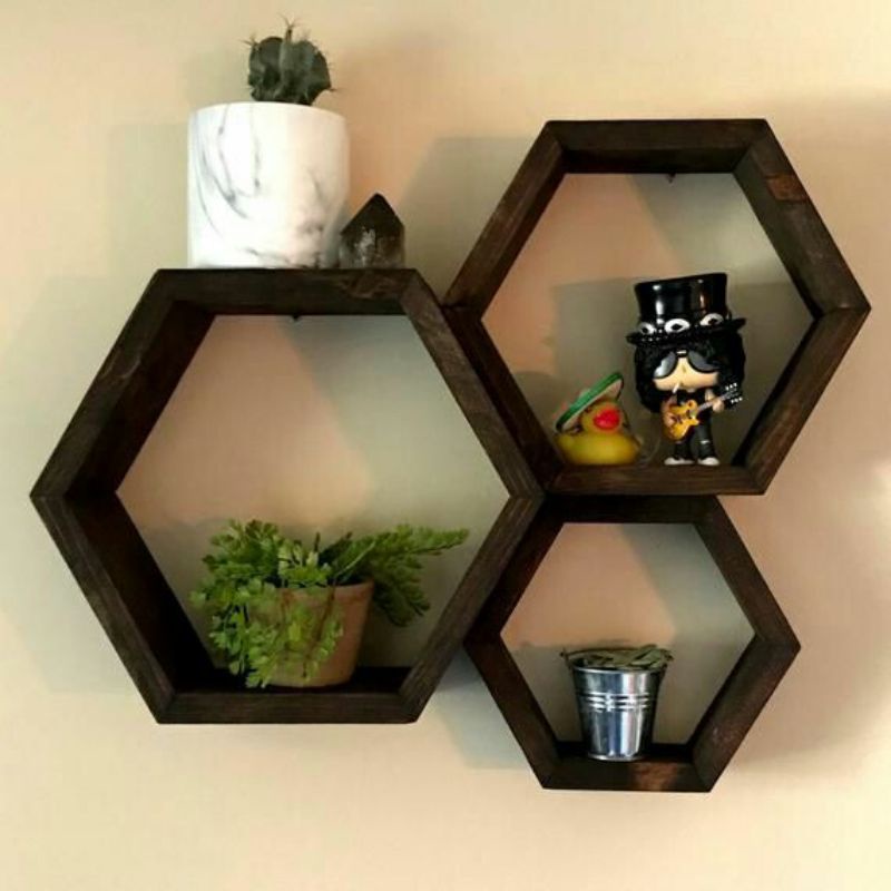 RAK DINDING KAYU MINIMALIS 3in1 /bahan kayu pinus palet