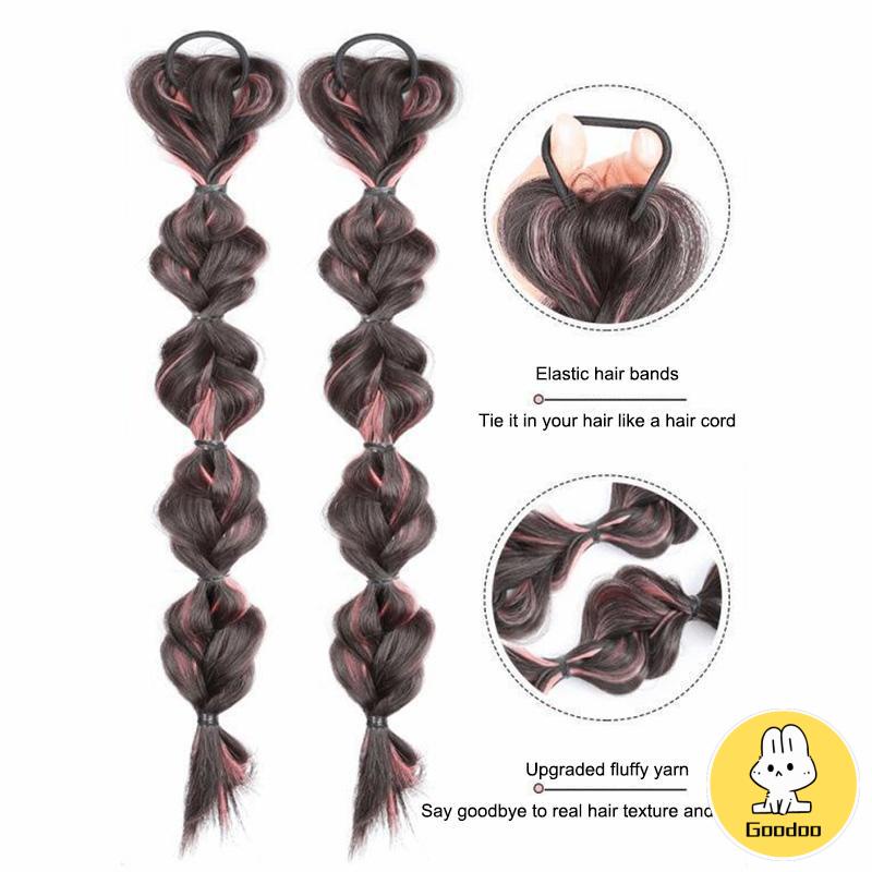 Ekor Kuda Poni Ganda Tinggi Wanita  Sorot Lantern Puff  Kepang Twist  Kepang Wig Tali -Doo